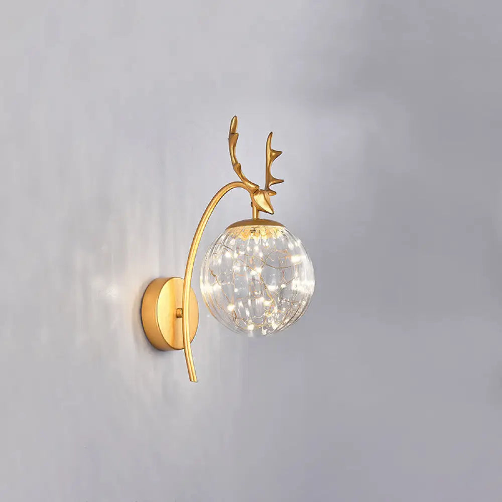 DecorBites™ Nordic Ball Wall Mount LED Glass Stairs Sconce Light with Antler Decor - Starry Illumination