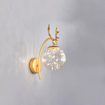 DecorBites™ Nordic Ball Wall Mount LED Glass Stairs Sconce Light with Antler Decor - Starry Illumination