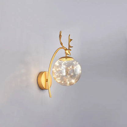 DecorBites™ Nordic Ball Wall Mount LED Glass Stairs Sconce Light with Antler Decor - Starry Illumination