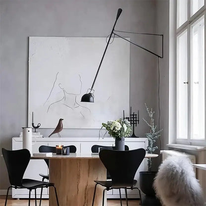 Nordic black adjustable long arm wall lamp bedroom light