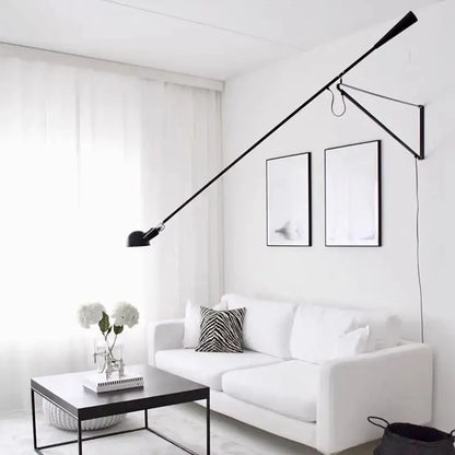 Nordic black adjustable long arm wall lamp bedroom light