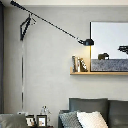 Nordic black adjustable long arm wall lamp bedroom light