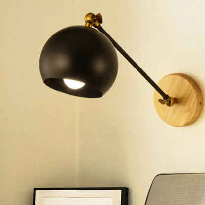 Nordic black & brass spherical wall light – bedroom e26 e27 lamp