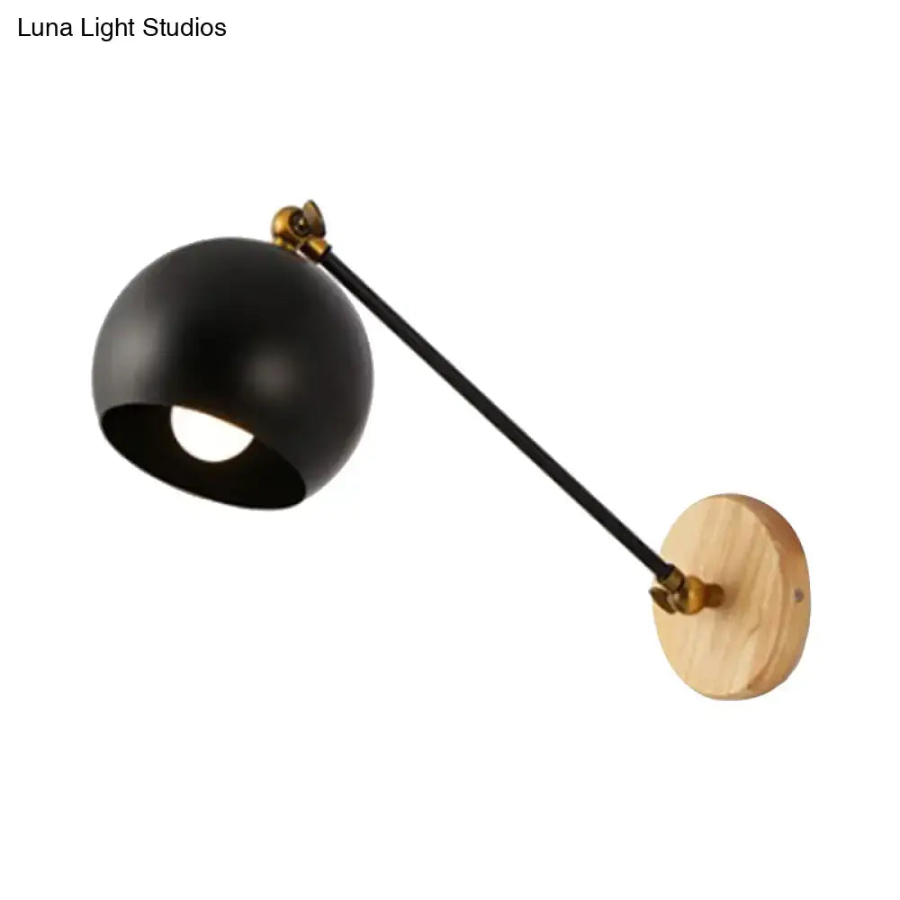 Nordic black & brass spherical wall light – bedroom e26 e27 lamp