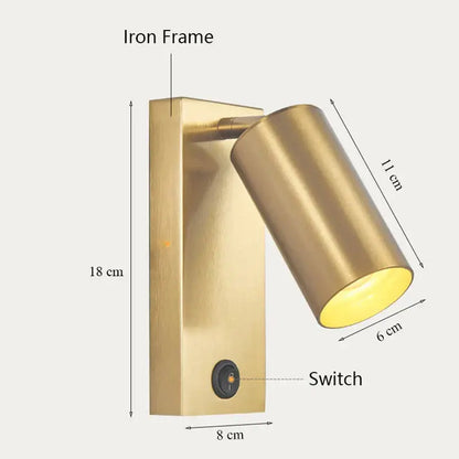Nordic black brass wall sconce – bedroom cylinder spotlight