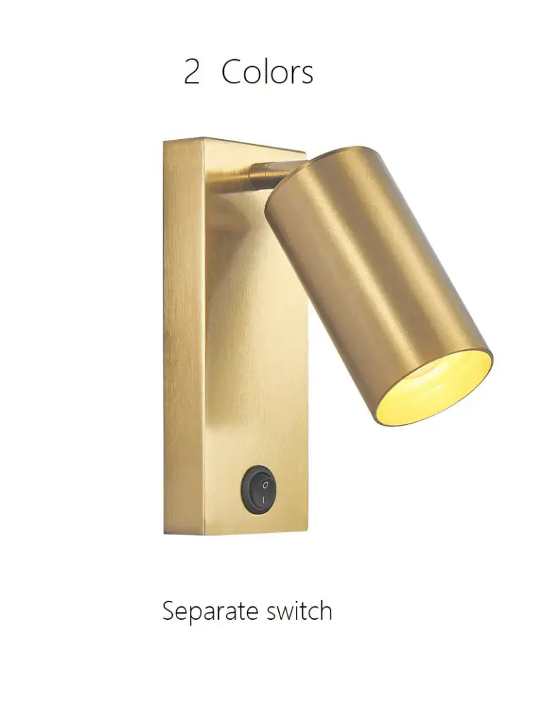 Nordic black brass wall sconce – bedroom cylinder spotlight