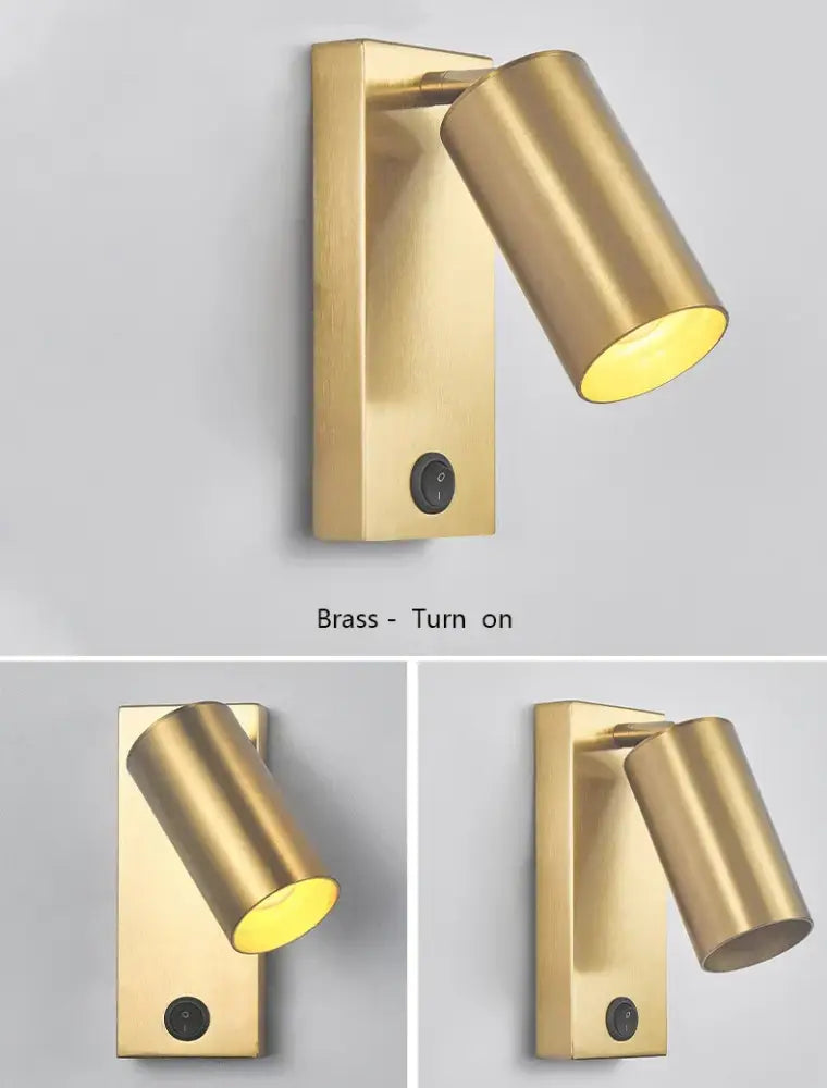 Nordic black brass wall sconce – bedroom cylinder spotlight
