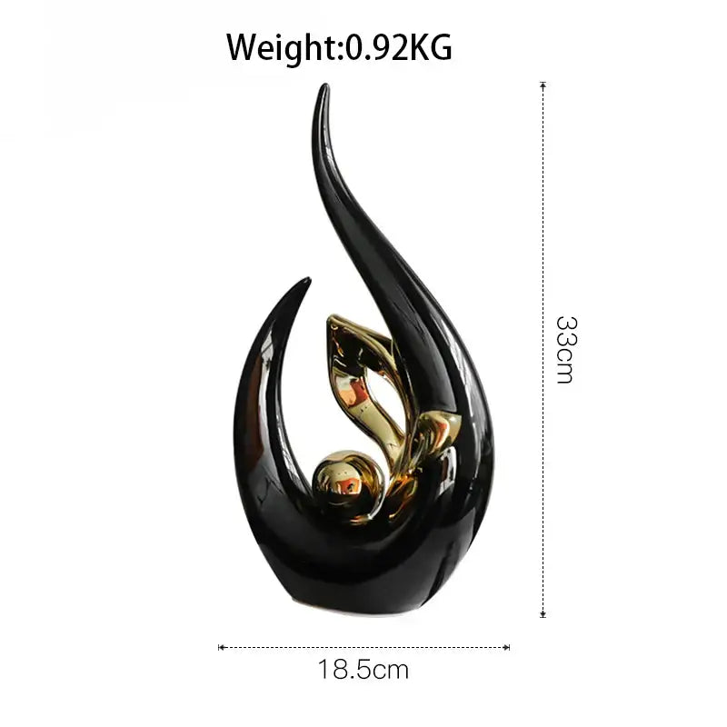 Nordic black & gold ceramic figurine living room desk decor