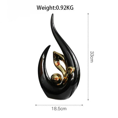 Nordic black & gold ceramic figurine living room desk decor