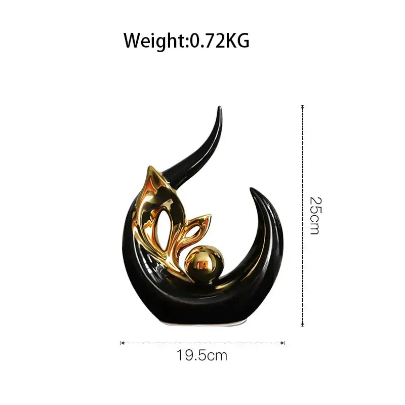 Nordic black & gold ceramic figurine living room desk decor