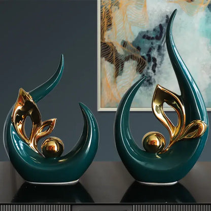 Nordic black & gold ceramic figurine living room desk decor