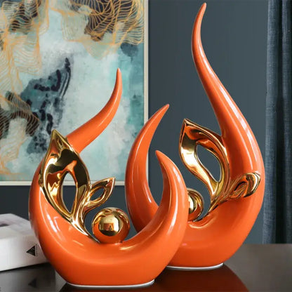 Nordic black & gold ceramic figurine living room desk decor