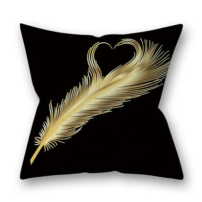 Nordic black & gold golden leaves pillow cases living room decor