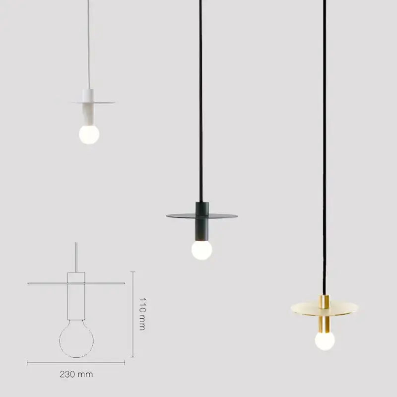 Nordic black iron pendant light for dining room kitchen led lamp