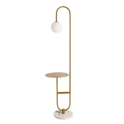 Nordic black metal led floor lamp with glass side table living room