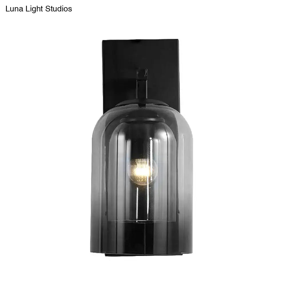 Nordic black smoked glass dome wall lamp bedroom sconce