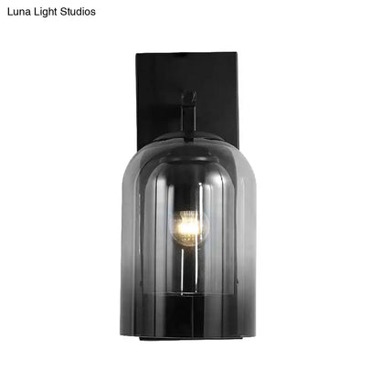 Nordic black smoked glass dome wall lamp bedroom sconce