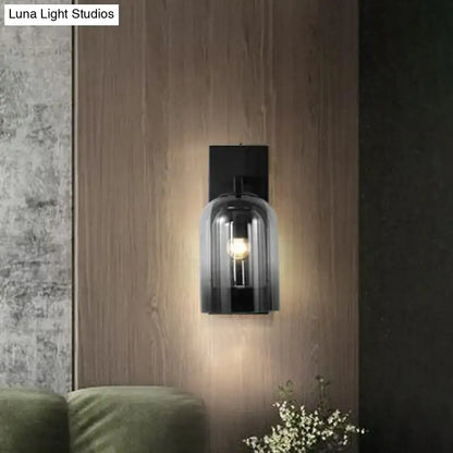 Nordic black smoked glass dome wall lamp bedroom sconce