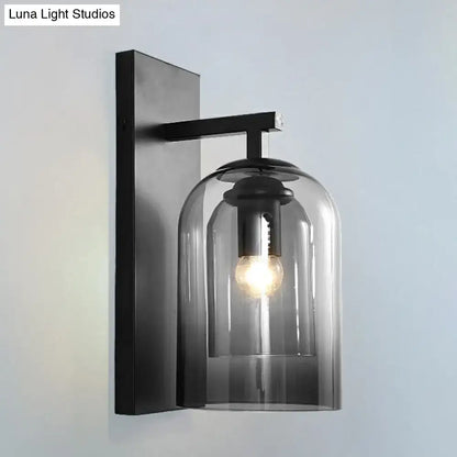 Nordic black smoked glass dome wall lamp bedroom sconce
