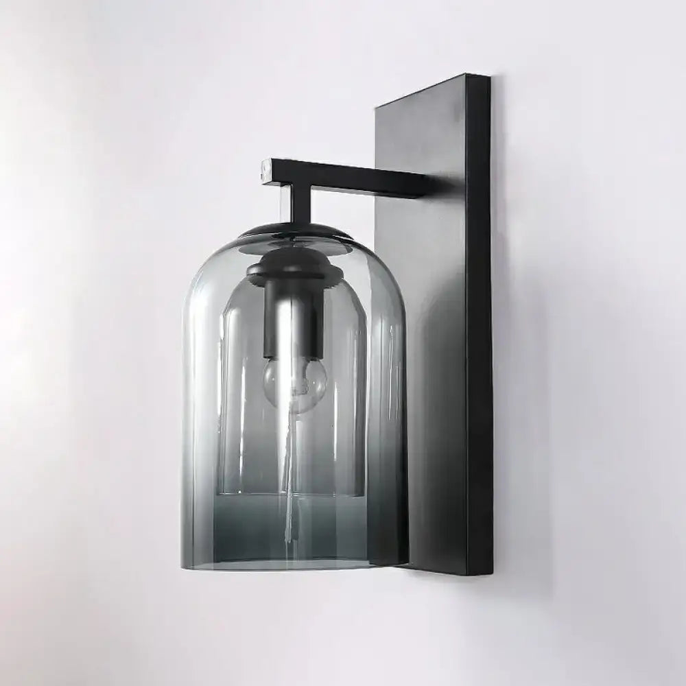 Nordic black smoked glass dome wall lamp bedroom sconce