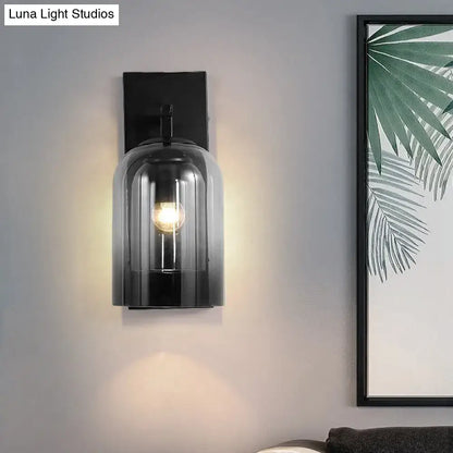 Nordic black smoked glass dome wall lamp bedroom sconce