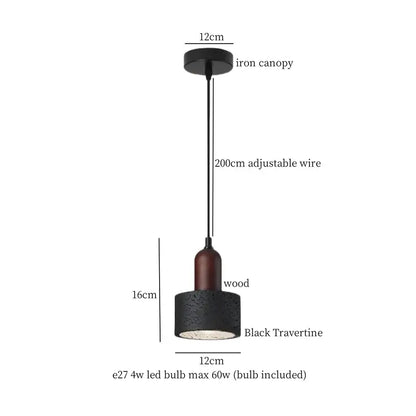 Nordic black travertine pendant light dining room warm led interior