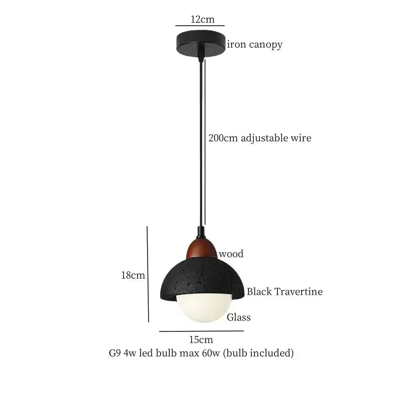 Nordic black travertine pendant light dining room warm led interior