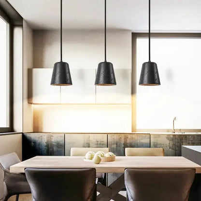 Nordic black travertine pendant light dining room warm led interior