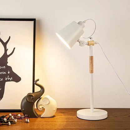 Nordic black & white adjustable desk lamp bedroom study wood accent
