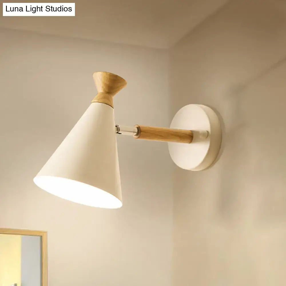 Nordic blue metal cone shade wall light bedroom reading lamp