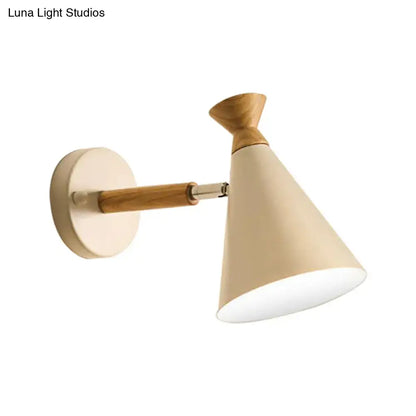 Nordic blue metal cone shade wall light bedroom reading lamp