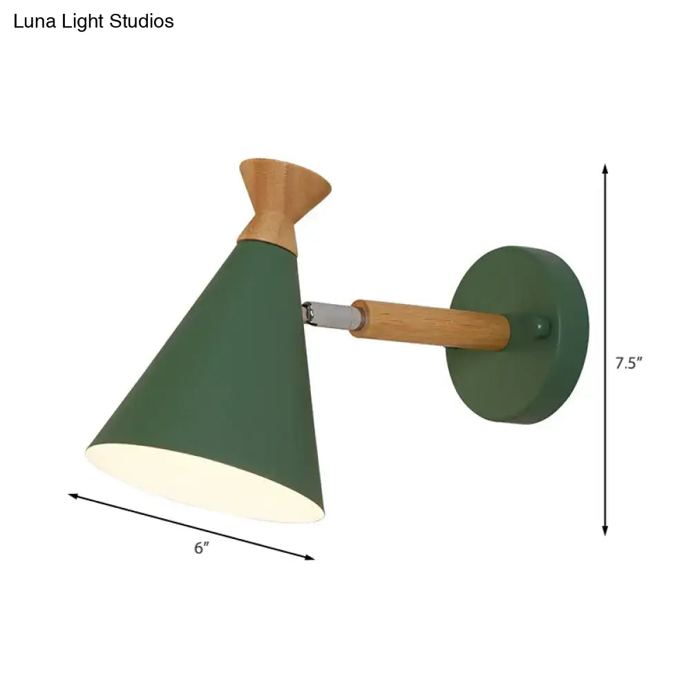 Nordic blue metal cone shade wall light bedroom reading lamp