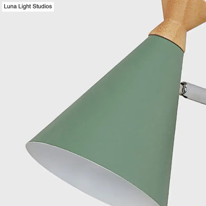 Nordic blue metal cone shade wall light bedroom reading lamp