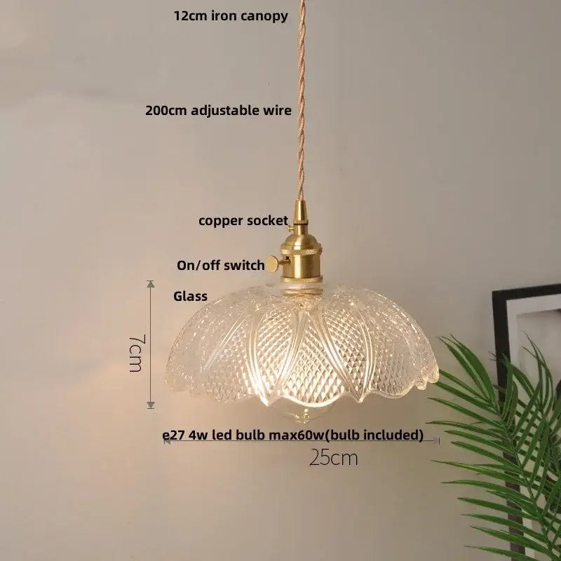 Nordic brass and clear glass led pendant light for dining rooms