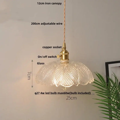 Nordic brass and clear glass led pendant light for dining rooms