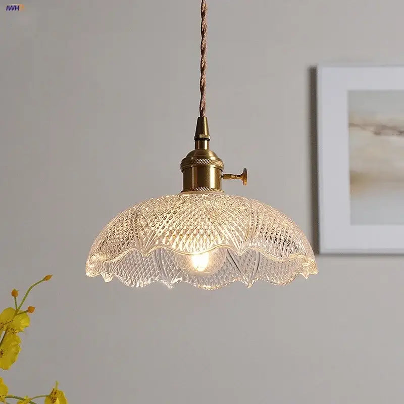 Nordic brass and clear glass led pendant light for dining rooms