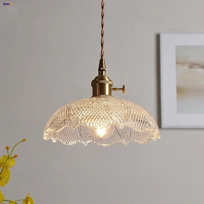 Nordic brass and clear glass led pendant light for dining rooms