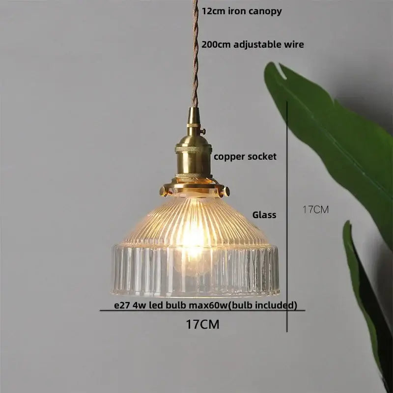 Nordic brass and clear glass led pendant light for dining rooms