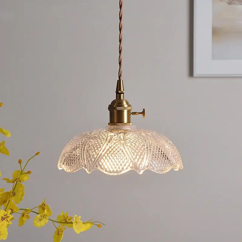 Nordic brass and clear glass led pendant light for dining rooms