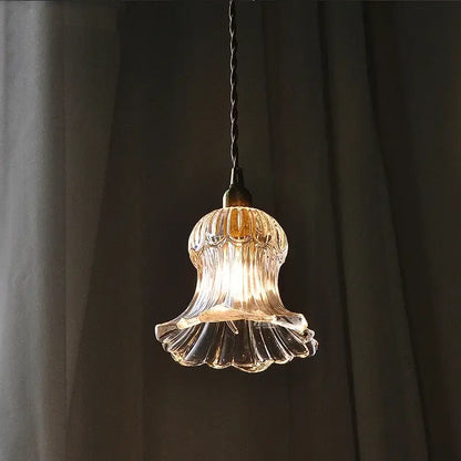 Nordic brass and ribbed glass pendant light fixture kitchen hanging lamp
