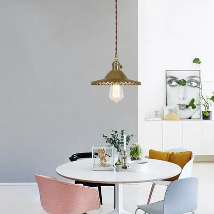Nordic brass glass flounce led pendant light for dining room