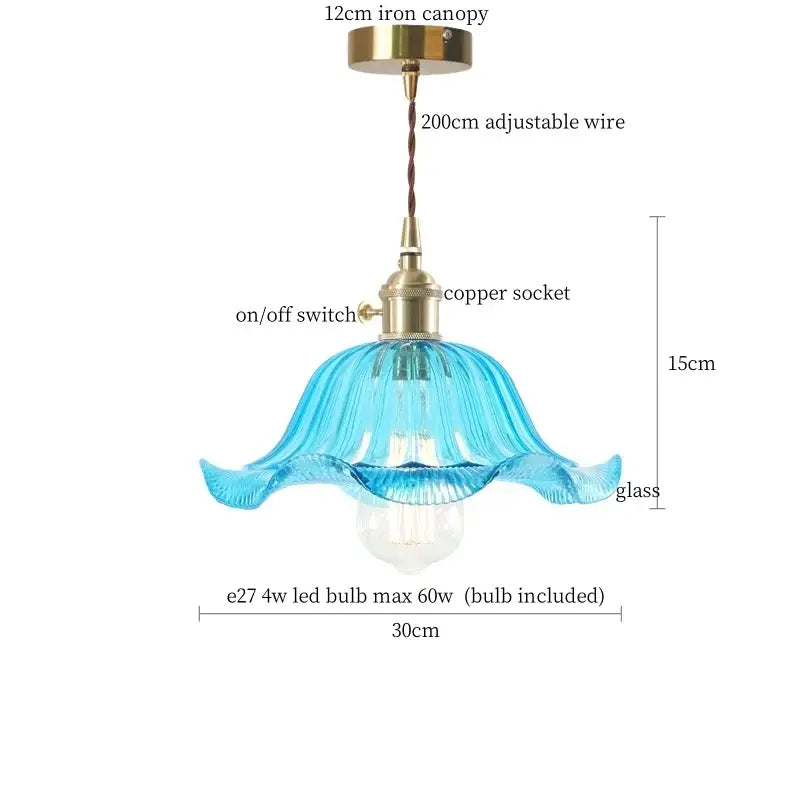 Nordic brass glass flounce led pendant light for dining room