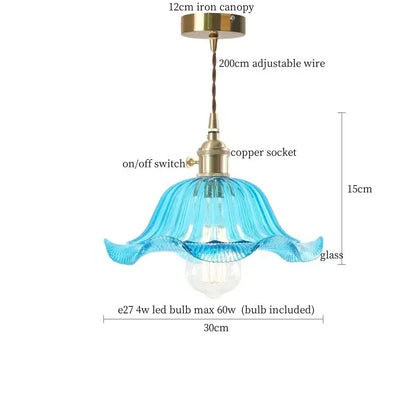 Nordic brass glass flounce led pendant light for dining room