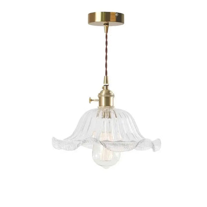 Nordic brass glass flounce led pendant light for dining room