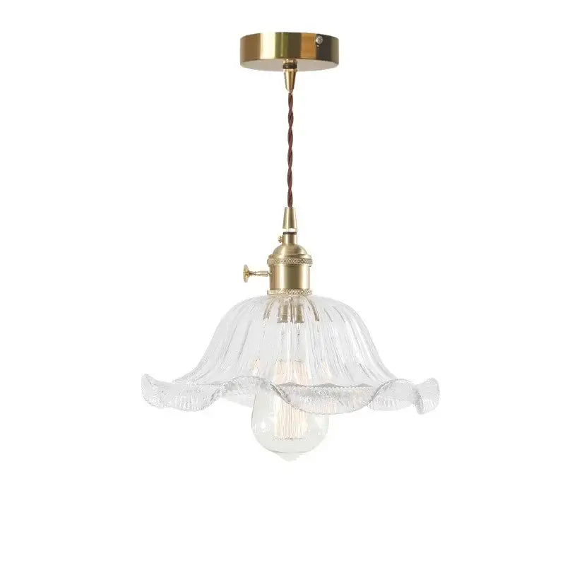Nordic brass glass flounce led pendant light for dining room