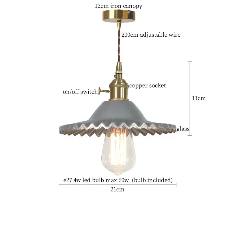 Nordic brass glass flounce led pendant light for dining room