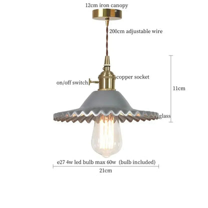 Nordic brass glass flounce led pendant light for dining room