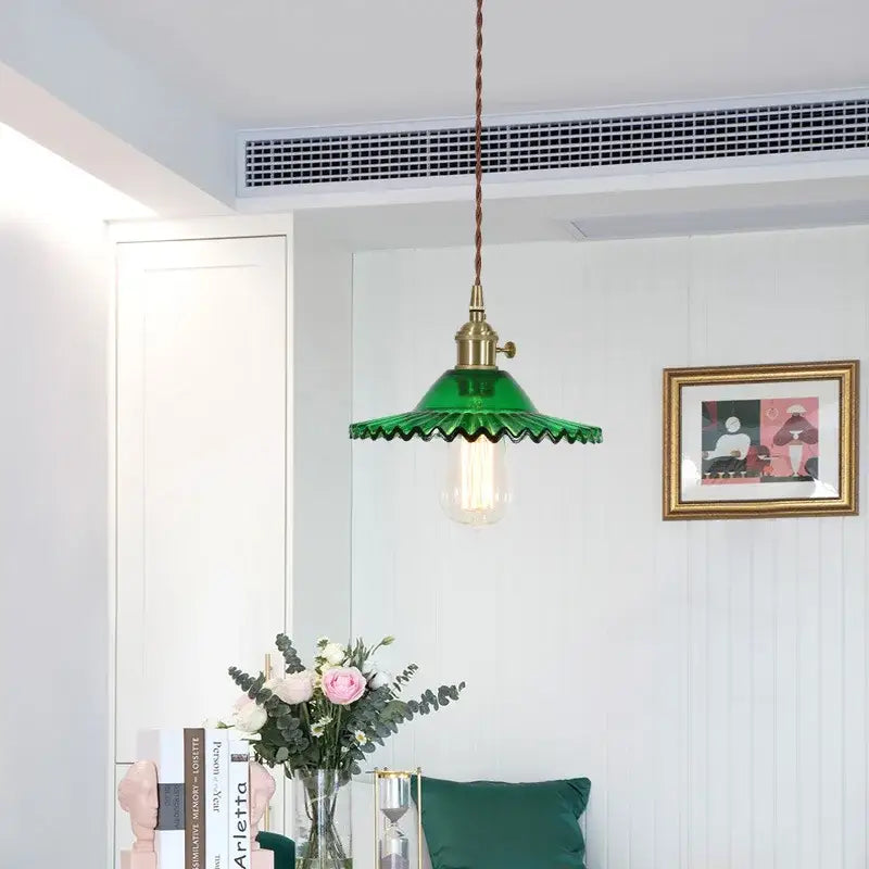 Nordic brass glass flounce led pendant light for dining room