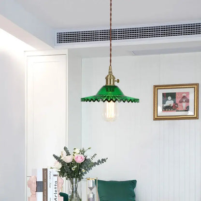 Nordic brass glass flounce led pendant light for dining room