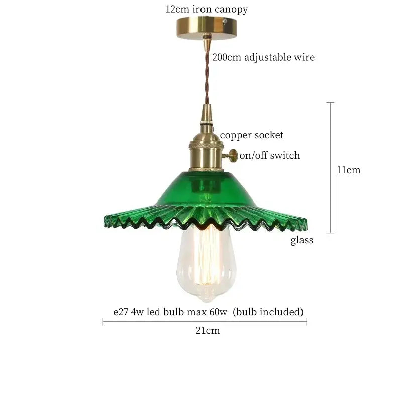 Nordic brass glass flounce led pendant light for dining room